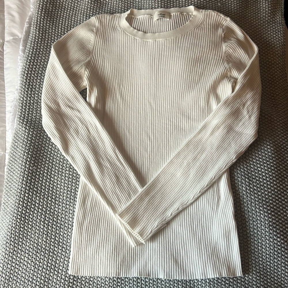 Wilfred ribbed cream knit long sleeve